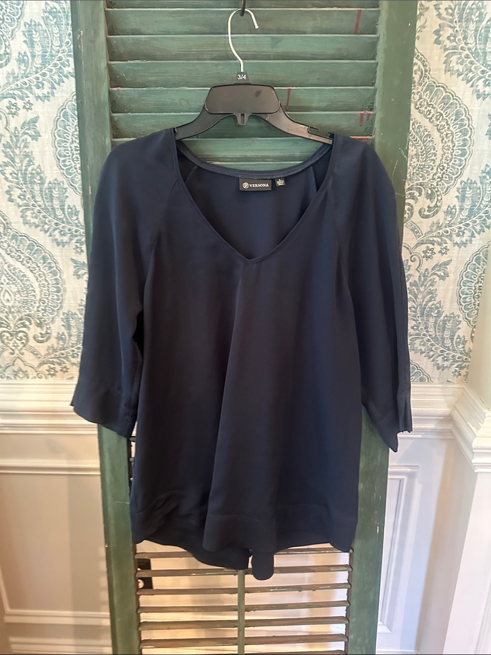 Vero Moda Elegant Navy V-Neck 3/4 Sleeve Blouse